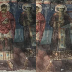 Picturi din Biserica «Sf. Nicolae» din Moscopole,
realizate de aromânii Konstantin și Atanasie Zografi, la 1750