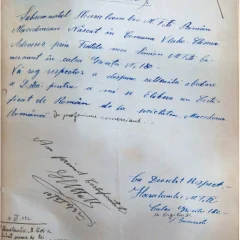 Cererea lui Haralambie M. Totti, către Societatea de Cultură Macedo-Română, pentru eliberarea certificatului de român macedonean