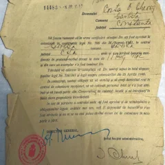 Comunicare din partea Serviciului Comercial al Colonizării, către Costa D. Gheorghe, cu privire la stabilirea în com. Gârlița, jud. Constanța, 8 iulie 1943