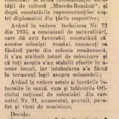Decizia Consiliului de Miniștri prin care membrii familiei Papacu primesc statut de cetățean român